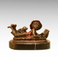 Kinder Figur Statue Lesung Junge Mädchen Bronze Skulptur TPE-932/933